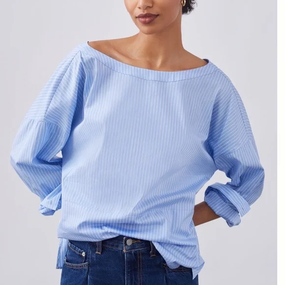 Anthropologie X Harshman Blue Striped Blouse - Picture 4 of 6